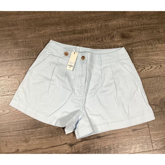 Francesca’s Light Blue Denim High Waist Pleated Shorts With Buttons Size M NWT - Picture 2 of 10